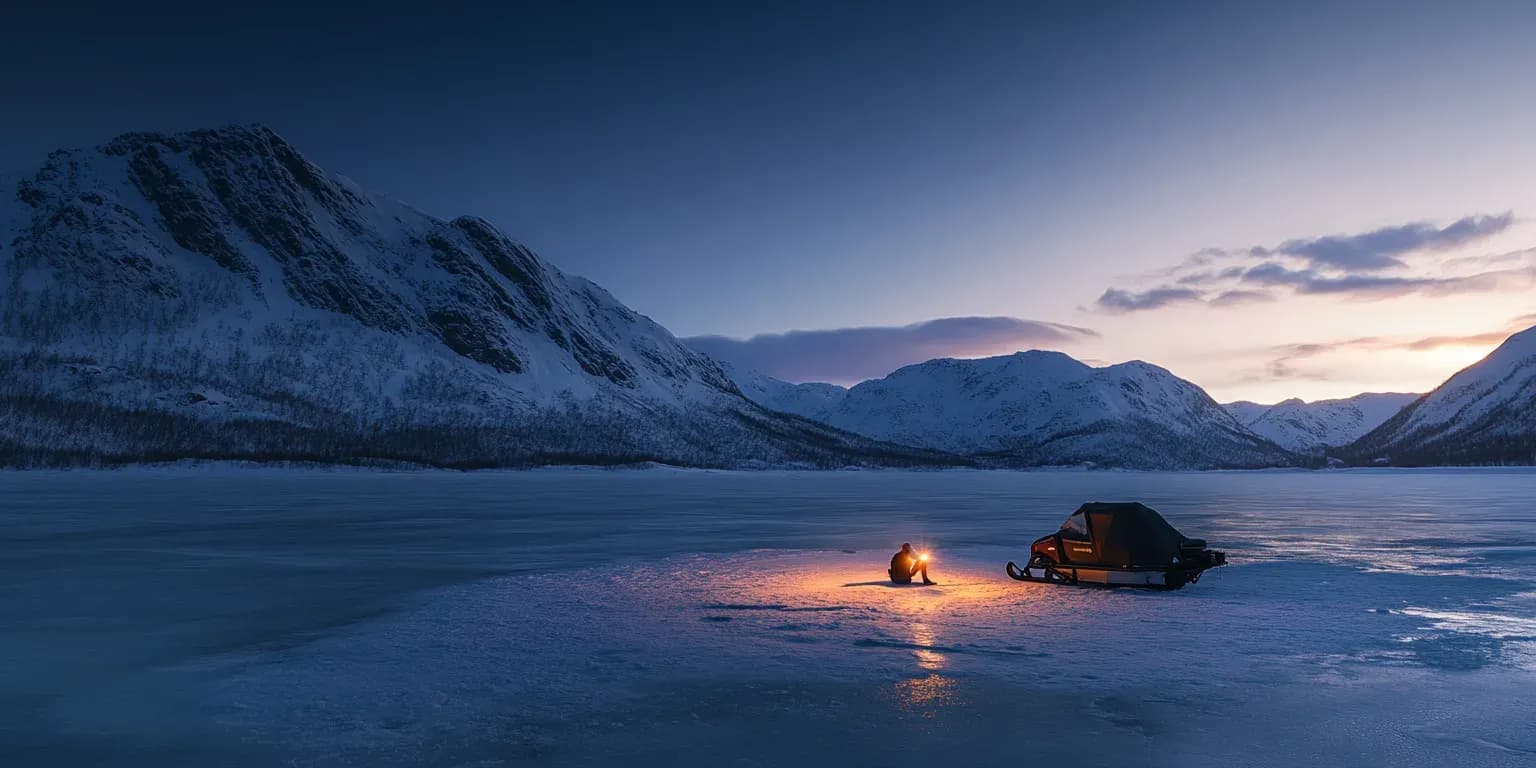 Snøscooter Utleie i Troms og Finnmark for deg som ønsker å dra på isfisketur på vidda.